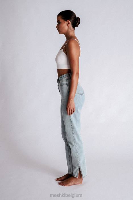 Pia jeans met split aan de zijkant en wijde pijpen Meshki lichtblauw N4JN1382 kleding