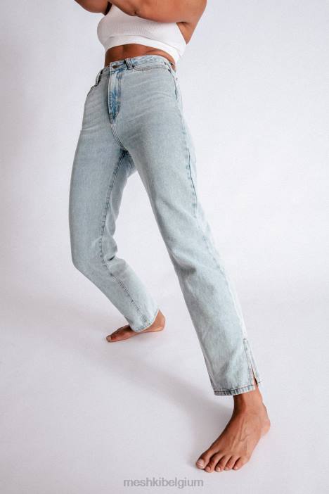Pia jeans met split aan de zijkant en wijde pijpen Meshki lichtblauw N4JN1382 kleding