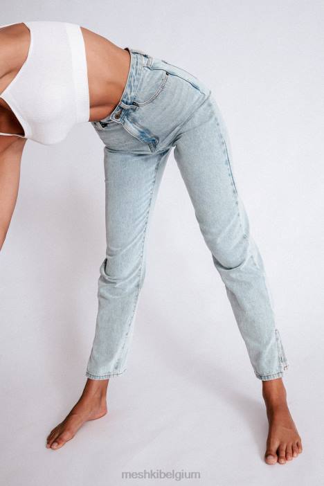 Pia jeans met split aan de zijkant en wijde pijpen Meshki lichtblauw N4JN1382 kleding
