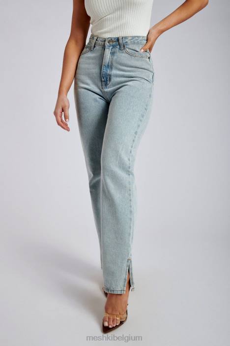 Pia jeans met split aan de zijkant en wijde pijpen Meshki lichtblauw N4JN1382 kleding