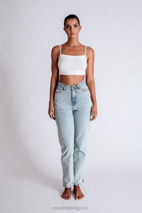 Pia jeans met split aan de zijkant en wijde pijpen Meshki lichtblauw N4JN1382 kleding