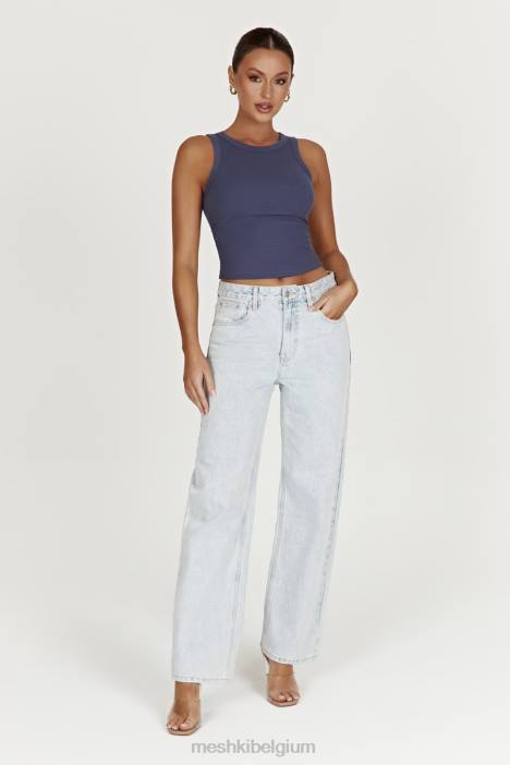 Rumi slouchy jeans met lage taille Meshki lichtblauw N4JN1490 kleding