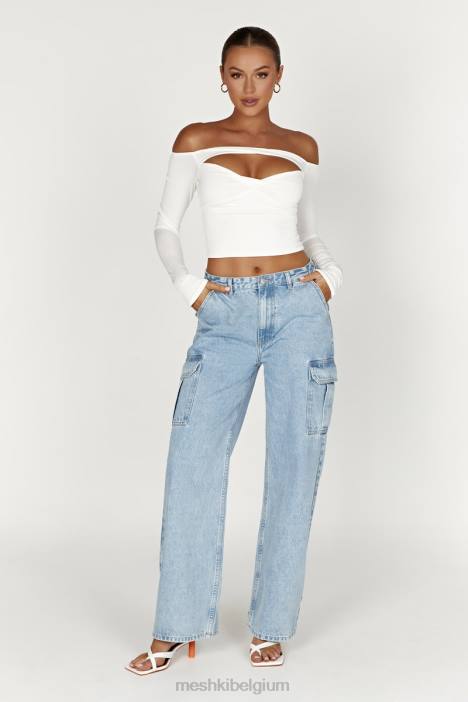 jagger relaxte denimjeans Meshki midden blauw N4JN1263 kleding