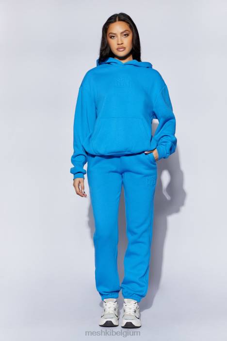 Emery fleeceback-joggingbroek met reliëf Meshki blauw N4JN1604 kleding