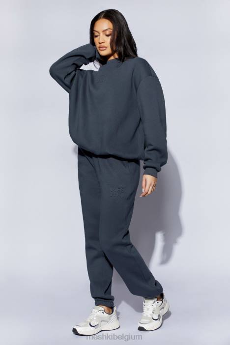 Emery fleeceback-joggingbroek met reliëf Meshki houtskool N4JN1479 kleding