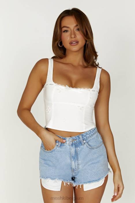 Jasper denim short met middelhoge taille Meshki midden blauw N4JN1396 kleding