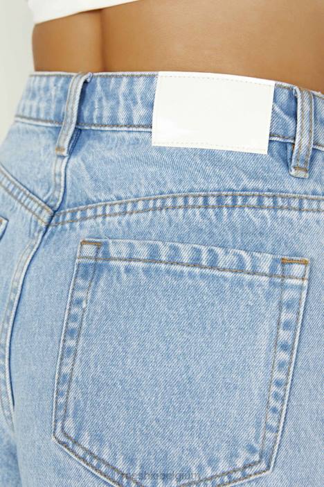 Jasper denim short met middelhoge taille Meshki midden blauw N4JN1396 kleding