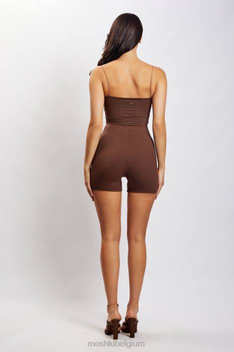 Lisa geribbelde buitshort Meshki chocolade N4JN1460 kleding