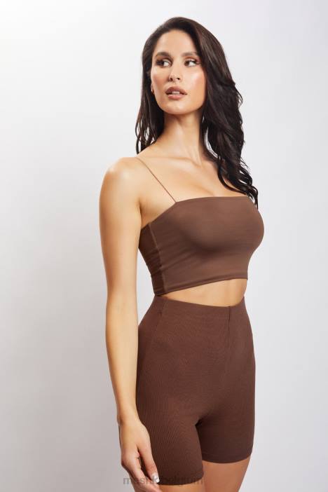 Lisa geribbelde buitshort Meshki chocolade N4JN1460 kleding