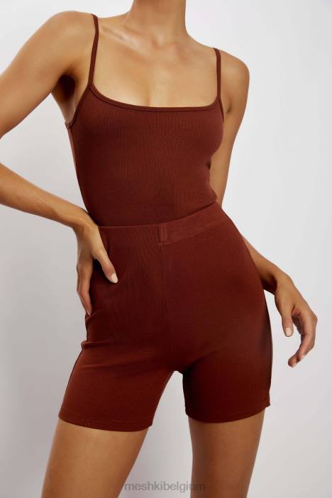 Lisa geribbelde buitshort Meshki kruid N4JN1458 kleding