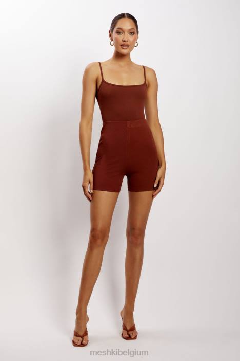 Lisa geribbelde buitshort Meshki kruid N4JN1458 kleding