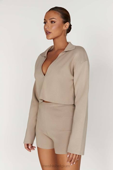 Orla gebreide korte broek Meshki taupe N4JN1409 kleding