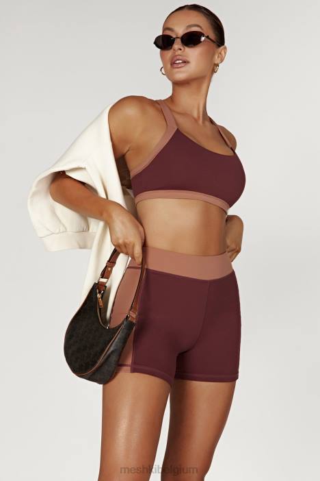 Taleah tweekleurige short Meshki mahonie/bruin N4JN1467 kleding