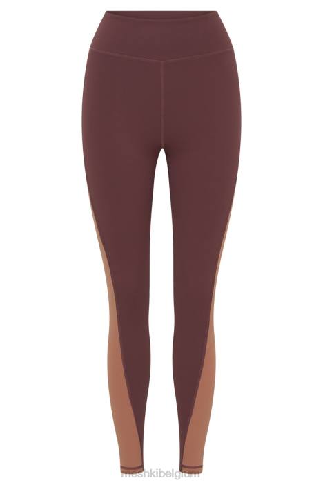 Libby tweekleurige legging met paneel Meshki mahonie/bruin N4JN1475 kleding