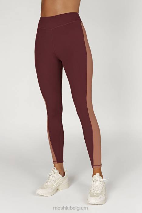 Libby tweekleurige legging met paneel Meshki mahonie/bruin N4JN1475 kleding