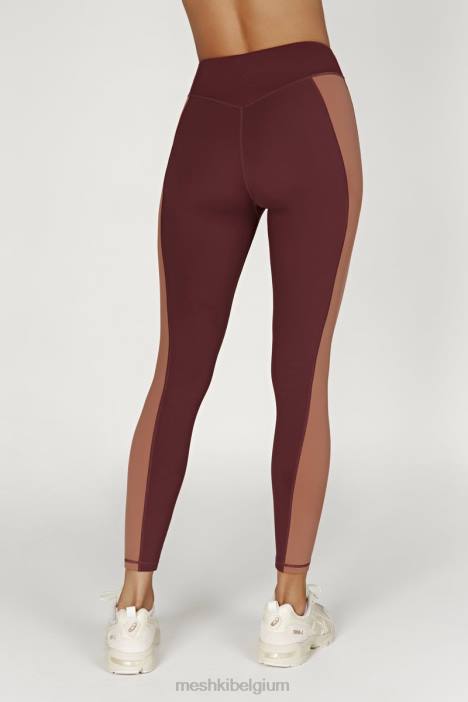 Libby tweekleurige legging met paneel Meshki mahonie/bruin N4JN1475 kleding