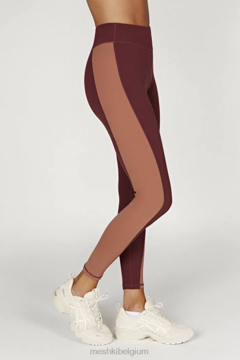 Libby tweekleurige legging met paneel Meshki mahonie/bruin N4JN1475 kleding
