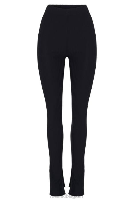jordi gebreide legging met zijsplit Meshki zwart N4JN1587 kleding