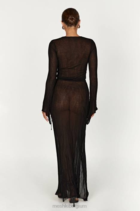 Akari gebreide maxirok Meshki zwart N4JN1305 kleding