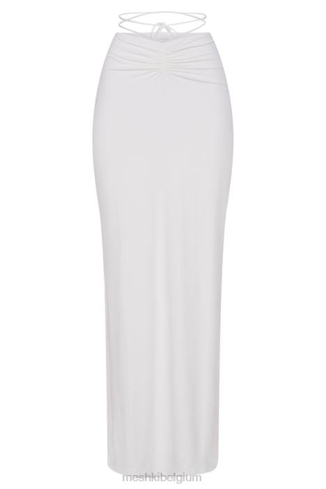 Amberkleurige maxirok met ruches Meshki wit N4JN1572 kleding