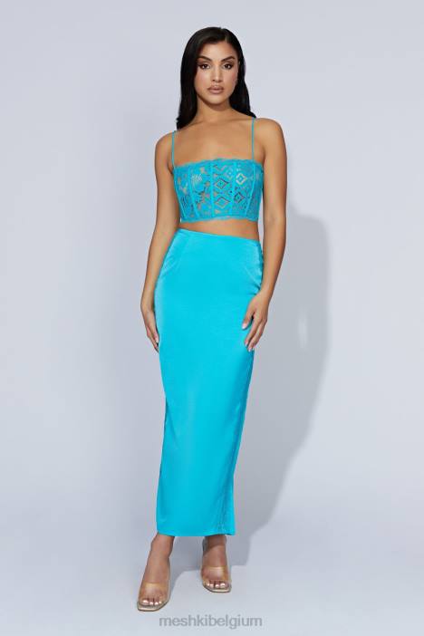 Bellamy kanten maxirok Meshki aquamarijn N4JN1540 kleding