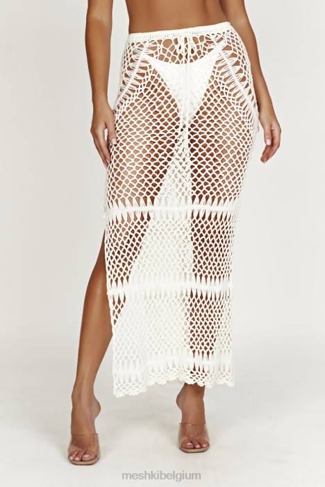 Bonnie gehaakte maxirok Meshki wit N4JN1439 kleding