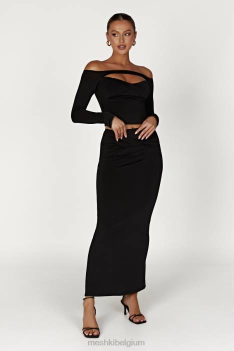 Ceri maxi-draairok Meshki zwart N4JN1353 kleding