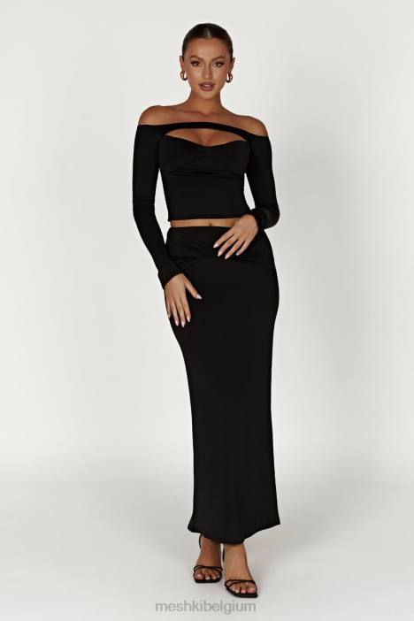 Ceri maxi-draairok Meshki zwart N4JN1353 kleding