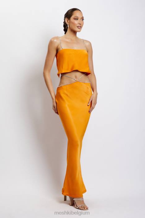 Dayana maxirok met diamanten Meshki mandarijn- N4JN1384 kleding