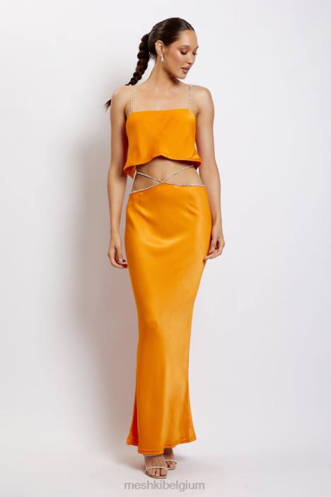 Dayana maxirok met diamanten Meshki mandarijn- N4JN1384 kleding