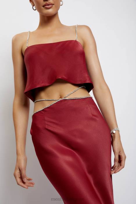 Dayana maxirok met diamanten Meshki wijn N4JN1383 kleding