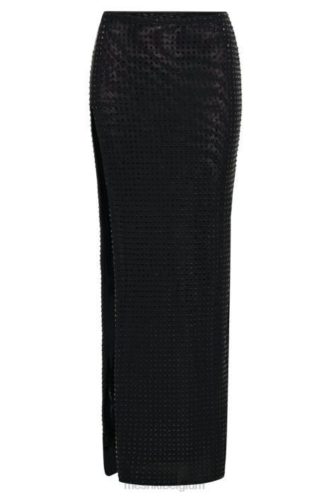 Elery vierkante maxirok met diamanten Meshki zwart N4JN1278 kleding