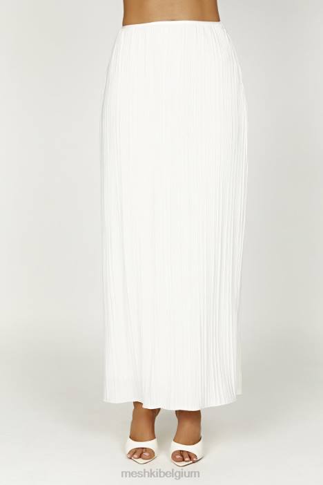Elsie plissé maxirok Meshki wit N4JN1362 kleding