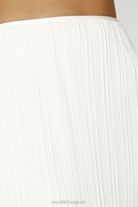 Elsie plissé maxirok Meshki wit N4JN1362 kleding