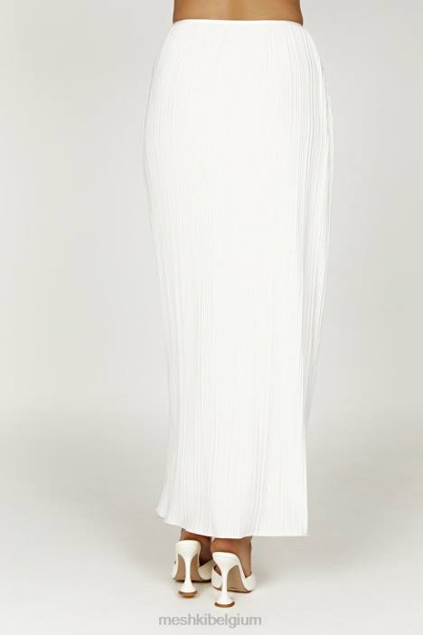 Elsie plissé maxirok Meshki wit N4JN1362 kleding