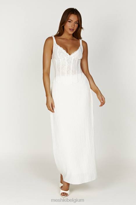 Elsie plissé maxirok Meshki wit N4JN1362 kleding