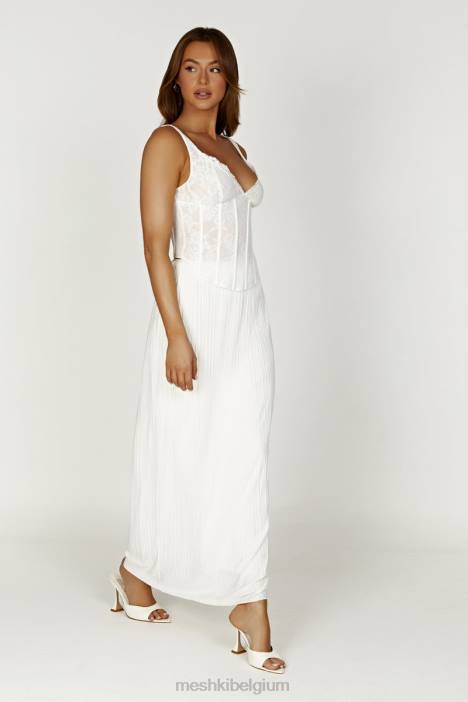 Elsie plissé maxirok Meshki wit N4JN1362 kleding