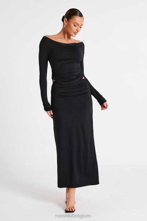 Emma maxirok van gerecycled nylon Meshki zwart N4JN1242 kleding