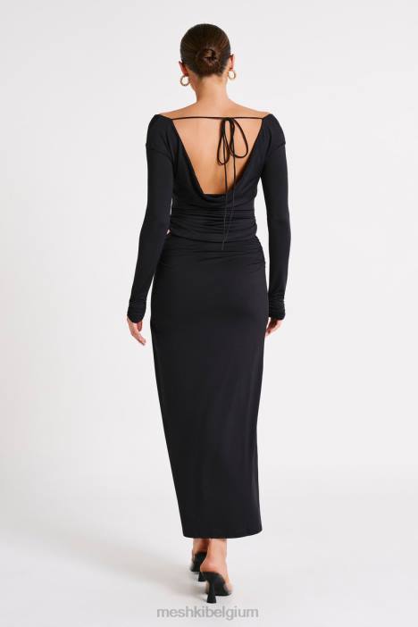 Emma maxirok van gerecycled nylon Meshki zwart N4JN1242 kleding