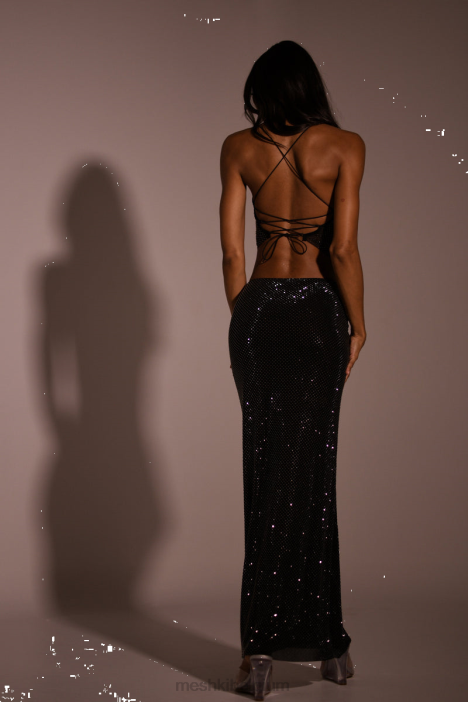 Erika maxirok met diamanten Meshki zwart N4JN1314 kleding