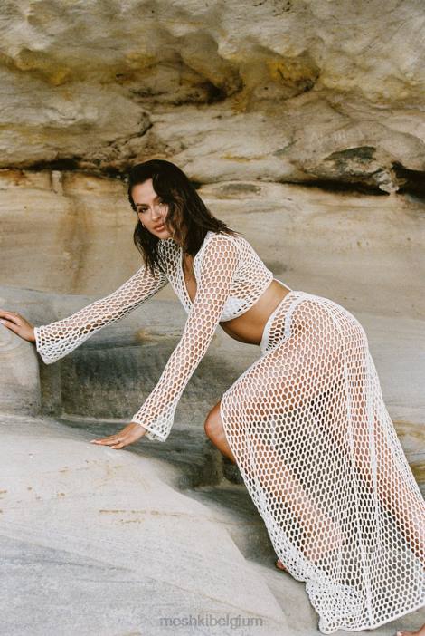 Hallie gehaakte maxirok met striksluiting Meshki wit N4JN1537 kleding