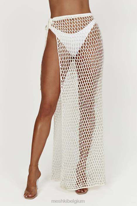 Hallie gehaakte maxirok met striksluiting Meshki wit N4JN1537 kleding