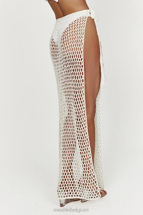Hallie gehaakte maxirok met striksluiting Meshki wit N4JN1537 kleding