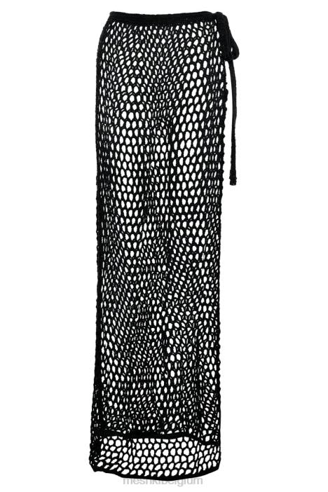 Hallie gehaakte maxirok met striksluiting Meshki zwart N4JN1427 kleding