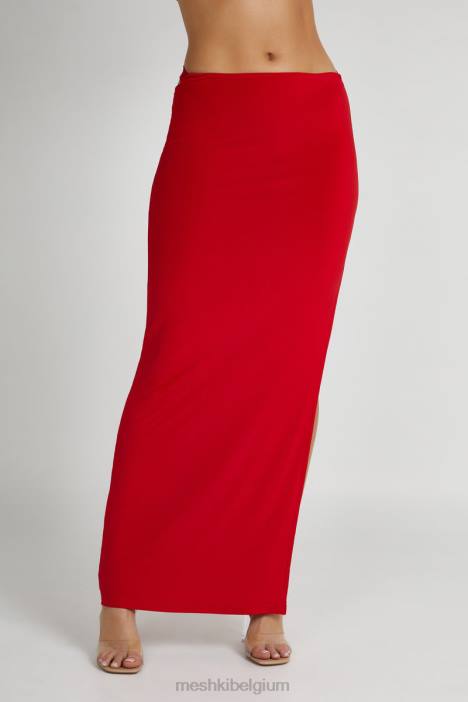 Jeanine maxi-rok met kap aan de achterkant Meshki rood N4JN1279 kleding