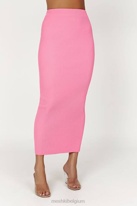 Kaesha split maxi gebreide rok Meshki kauwgom roze N4JN1417 kleding