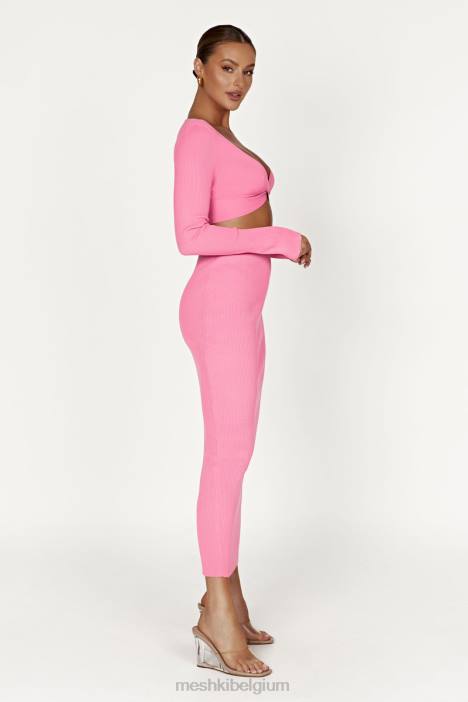 Kaesha split maxi gebreide rok Meshki kauwgom roze N4JN1417 kleding