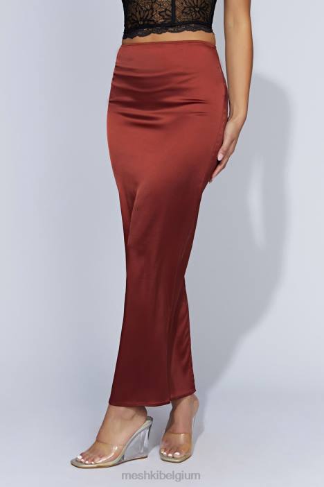 Mariah maxi satijnen rok Meshki kersen chocolade N4JN1471 kleding
