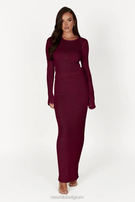 Maribelle gebreide maxirok Meshki wijn N4JN1371 kleding