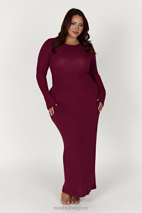 Maribelle gebreide maxirok Meshki wijn N4JN1371 kleding